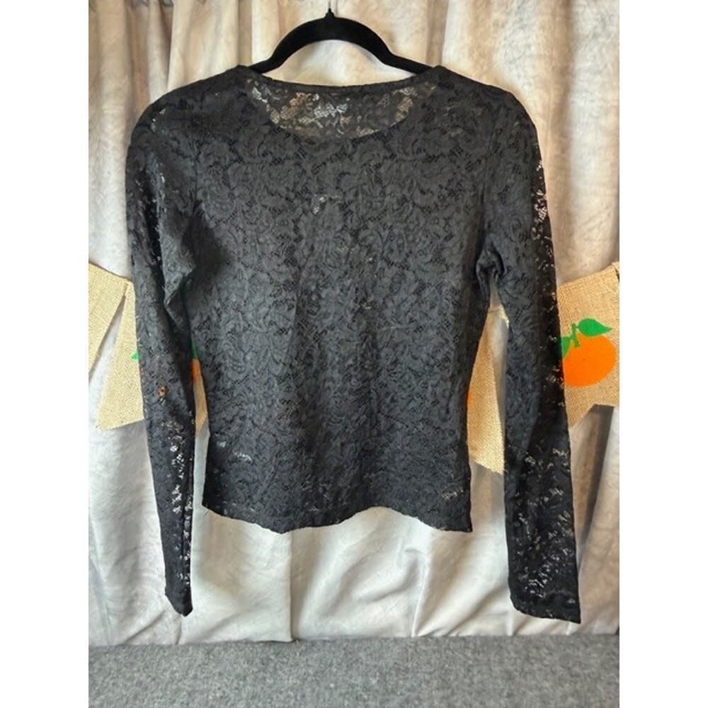 NWT WAYF Lace Long Sleeve Top Black Size XS - Picture 3 of 7